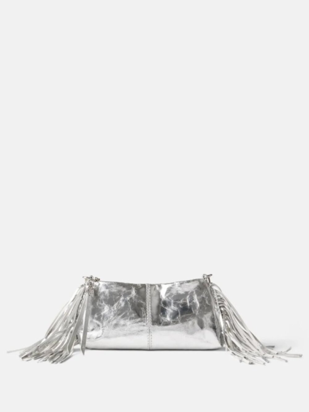 RTR-89 Maje Silver Clutch With Fringe